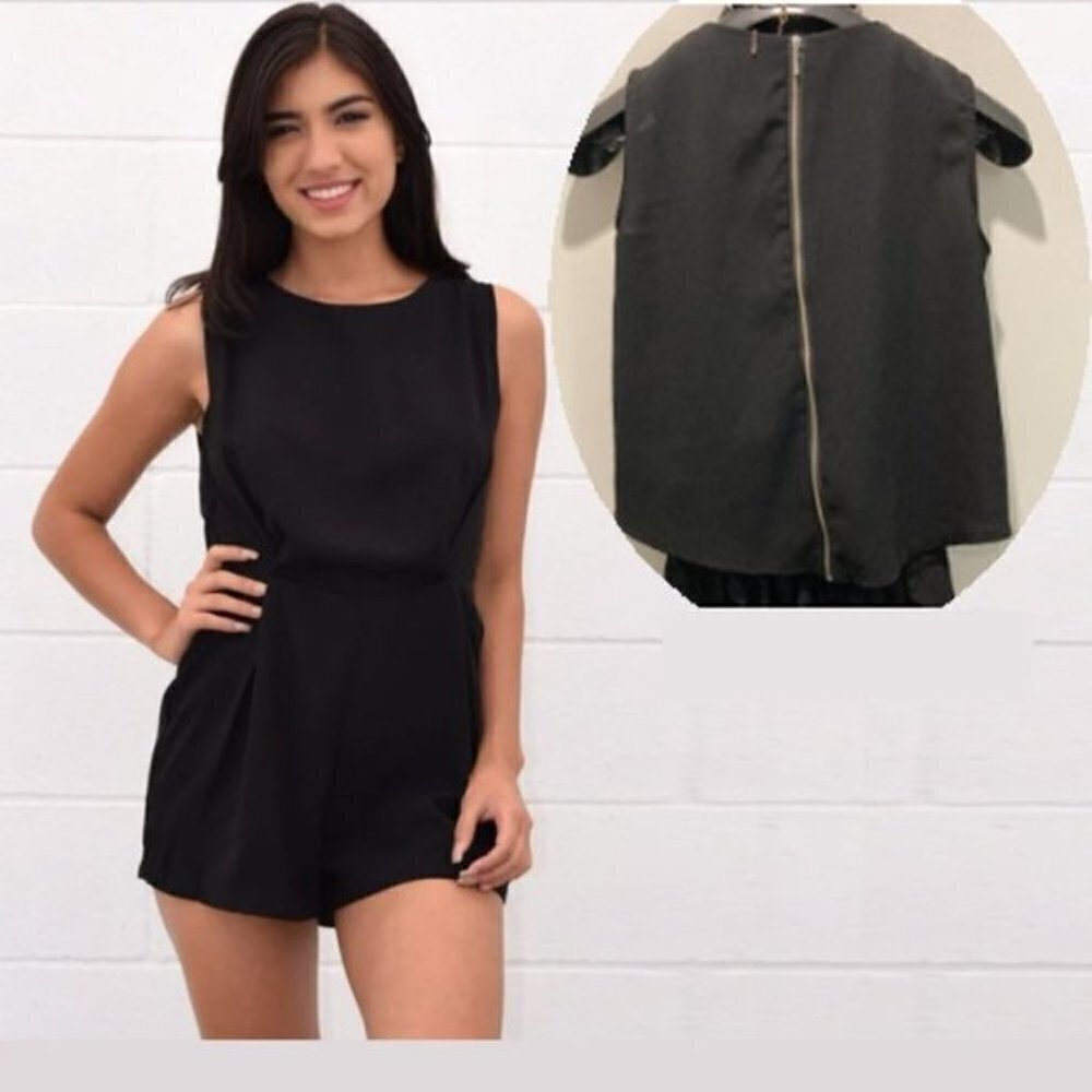 Misslook Black Sleeveless Romper Shorts